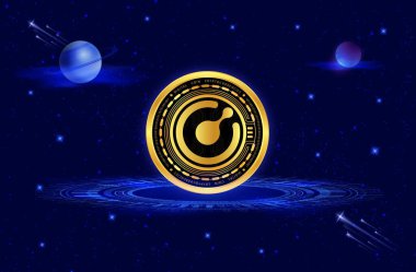 Dijital arkaplanda komodo-kmd şifreli para birimi resimleri. 3d illüstrasyon.