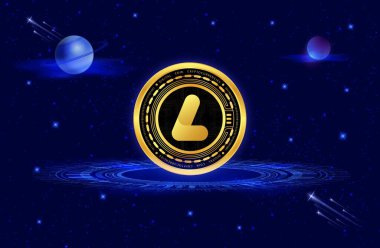 Dijital arkaplanda largo-lrg kripto para birimi resimleri. 3d illüstrasyon.