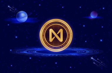 NEAR PROTOCOL coin and logo on digital background. NEAR 3d illustration image.