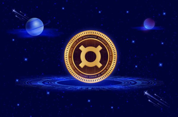 Образ виртуальной валюты на цифровом фоне. 3d иллюстрации.