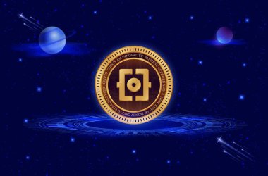 Dijital arkaplanda Ordi kripto para biriminin görüntüleri. 3d illüstrasyon.