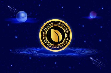 Dijital arkaplanda Peercoin-ppc şifreli para birimi resimleri. 3d illüstrasyon.