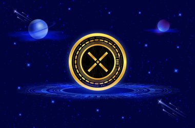 Pundi x-pundix şifreleme resimleri dijital arkaplanda. 3d illüstrasyon.