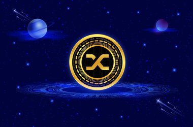 Dijital arkaplanda sentetik-snx şifreli para birimi resimleri. 3d illüstrasyon.