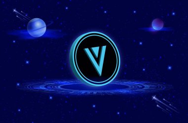 dijital arkaplanda verge-xvg sanal para birimi resmi. 3d illüstrasyon.