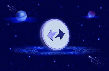 Dijital arkaplanda zksync-zk şifreli para birimi. 3B çizimler.