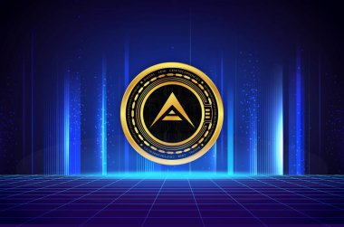 Dijital arkaplanda sanal para birimi görüntüsü. 3d illüstrasyon.