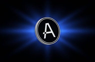 Dijital arkaplanda aleo sanal para birimi resimleri. 3d illüstrasyon