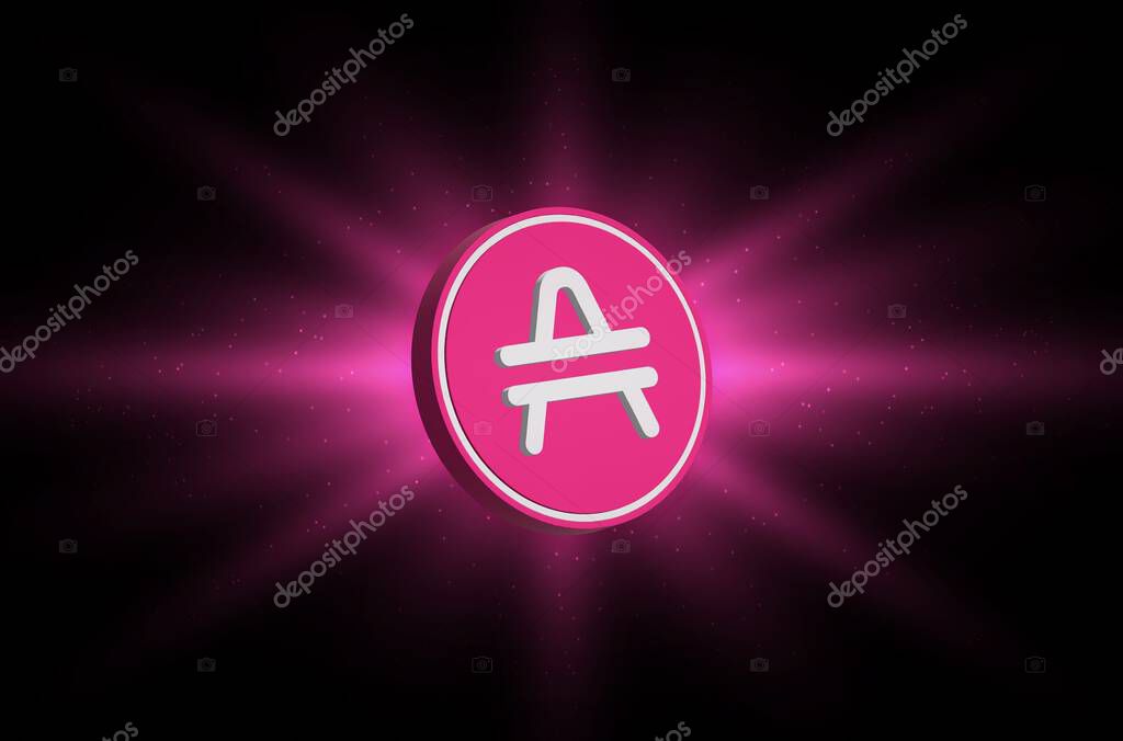 Amp cryptocurrency images on digital background. 3d illustrations.
