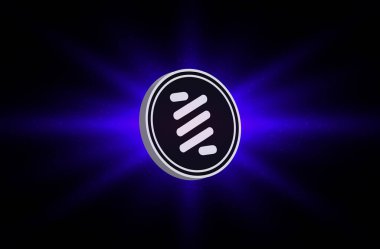 Zıpzıp biti açık arttırma şifreleme logosu dijital arkaplanda. 3d illüstrasyon.