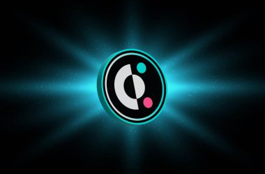 Dijital arkaplanda kovalent-cqt sanal para birimi resimleri. 3d illüstrasyon