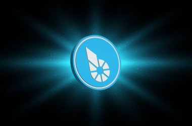 bitshare-bts dijital arkaplanda sanal para birimi resimleri. 3d illüstrasyon.