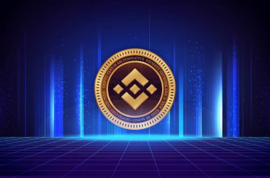 dijital arkaplanda binance-bnb sanal para birimi resmi. 3d illüstrasyon.