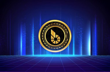 bitshare-bts dijital arkaplanda sanal para birimi resimleri. 3d illüstrasyon.