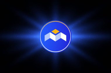 Dijital arkaplanda mbox sanal para birimi resimleri. 3d illüstrasyon