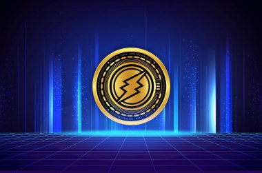 Dijital arka planda elektronik-etn sanal para birimi görüntüsü. 3B çizimler.