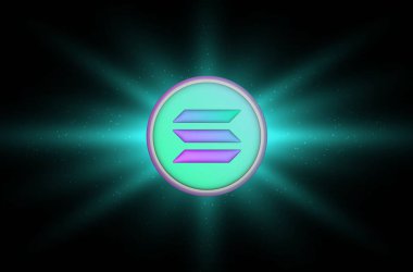 Dijital arkaplanda solana-sol sanal para birimi resmi. 3d illüstrasyon