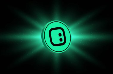 Dijital arkaplanda uzay kimlik kodlu şifreli para birimi logoları. 3d illüstrasyon.