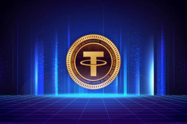 Dijital arkaplanda sanal para birimi resimleri var. 3d illüstrasyon.