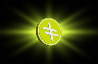 Dijital arkaplanda sanal para birimi görüntüleri var. 3d illüstrasyon.