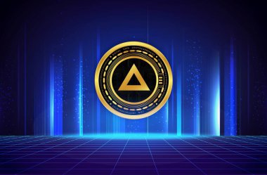 Dijital arkaplanda xai kripto para birimi resimleri. 3d illüstrasyon.