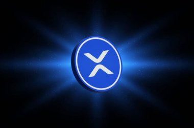 Dijital arkaplanda dalgalı-xpr sanal para birimi resimleri. 3d illüstrasyon.