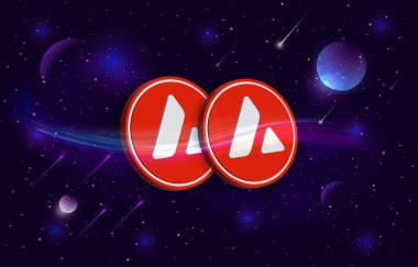 Dijital arkaplanda çığ-avax sanal para birimi görüntüsü. 3d illüstrasyon.