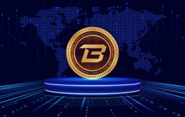 dijital arkaplandaki sanal para birimi resimlerini patlat. 3d illüstrasyon.