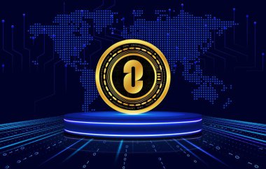 Sayısal arkaplanda sıfır zro para logosu resimleri var. 3d illüstrasyon.