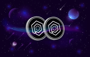 Soyut arka planda opulous-opul kripto para çizimleri. 3d illüstrasyon.