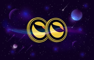 Terra klasik yemek sanal para biriminin dijital arkaplan resmi. 3d illüstrasyon.