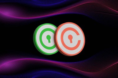 Dijital arka planda yurttaşlık-CVC kripto para birimi logoları görüntüleri. 3d illüstrasyon.