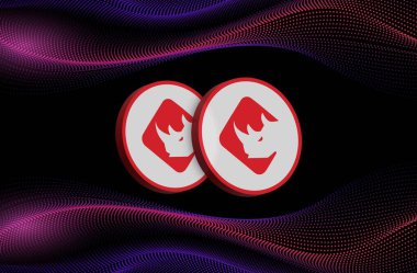 Dijital arkaplanda binaryx-bnx para logosu resimleri. 3d illüstrasyon.