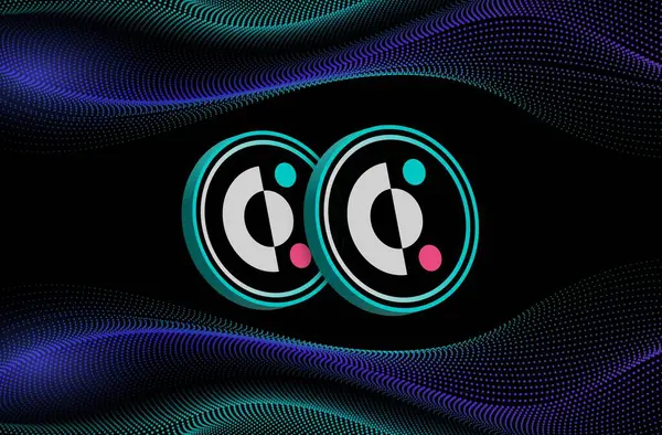 Dijital arkaplanda kovalent-cqt sanal para birimi resimleri. 3d illüstrasyon