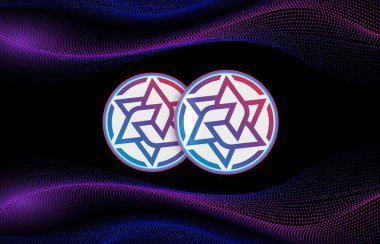 Dijital arkaplanda irisnet-iris kripto-para birimi görüntüleri. 3d illüstrasyon.