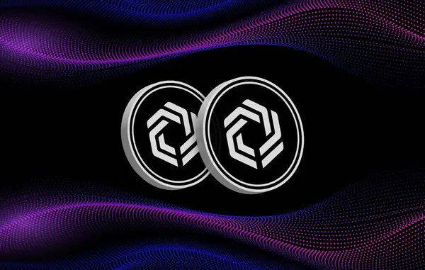 Dijital arkaplanda değişmez x-imx şifreli para birimi resimleri. 3d illüstrasyon.