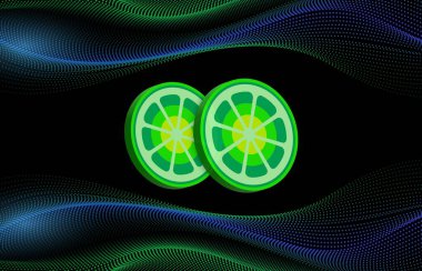 dijital arkaplanda limewire-lmwr sanal para birimi resimleri. 3d illüstrasyon