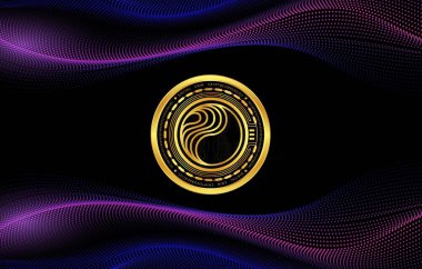 Dijital arkaplanda perlin-perl sanal para birimi resimleri. 3d illüstrasyon.