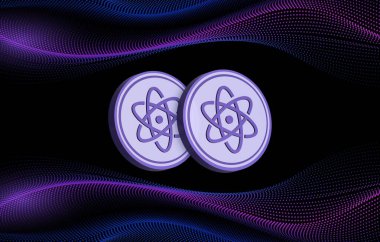 Dijital arkaplanda proton-xpr kripto para birimi resimleri. 3d illüstrasyon.