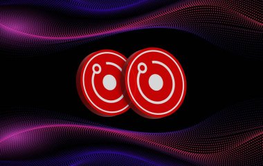Dijital arkaplanda token-rndr kripto para birimi resimleri oluştur. 3d illüstrasyon.