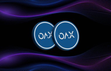 Images of oax cryptocurrency on digital background. 3d illustrations. clipart