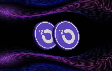 Dijital arkaplanda orkide-oxt sanal para birimi resimleri. 3d illüstrasyon.