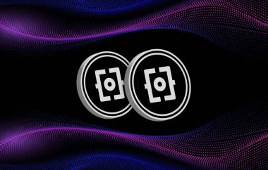 Dijital arkaplanda Ordi kripto para biriminin görüntüleri. 3d illüstrasyon.