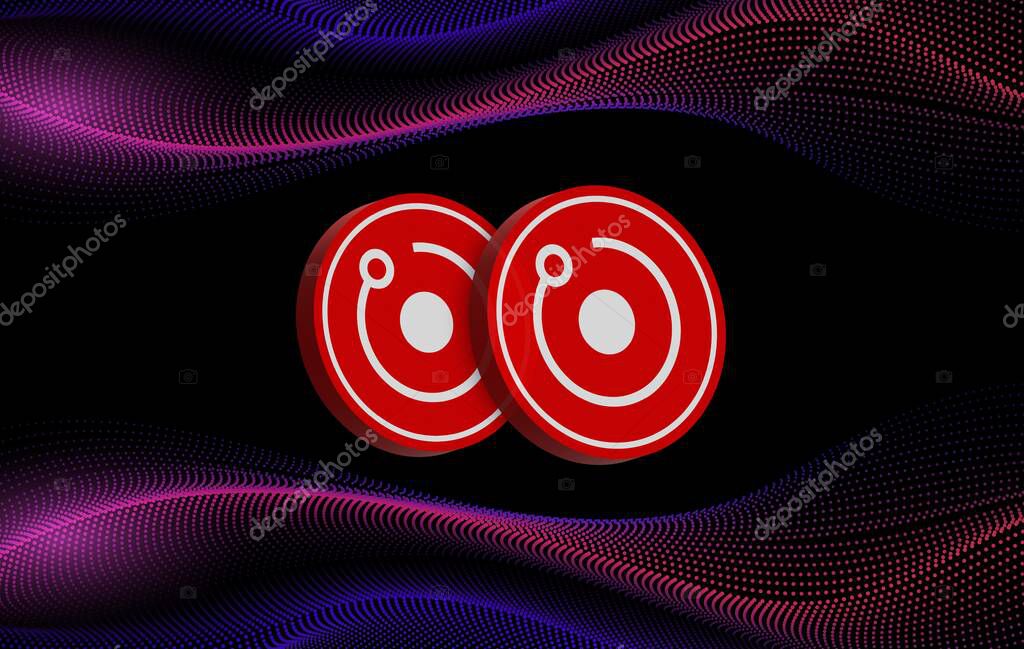 Render token-rndr cryptocurrency images on digital background. 3d illustrations.
