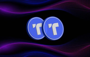 Dijital arkaplanda gerçek usd-tusd sanal para birimi resimleri. 3d illüstrasyon.