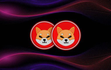 shiba inu-shiba cryptocurrency logos images on digital background. 3d illustrations. clipart