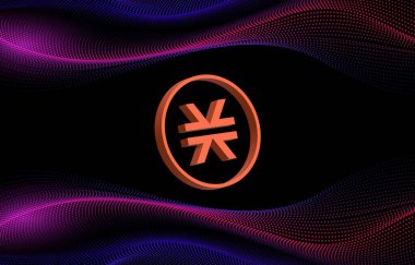 Dijital arkaplanda Stacks-stx şifreli para birimi resimleri. 3d illüstrasyon.