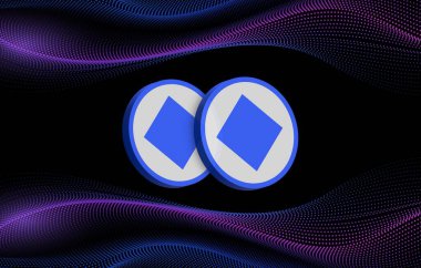 Dalgaların dijital bir arka planda sanal para biriminin görüntüsü. 3d illüstrasyon.