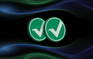 vertcoin-vtc cryptocurrency logos on digital background. 3d illustrations. clipart