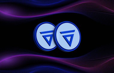 Dijital arkaplanda yıldız atlası sanal para birimi görüntüleri. 3d illüstrasyon.